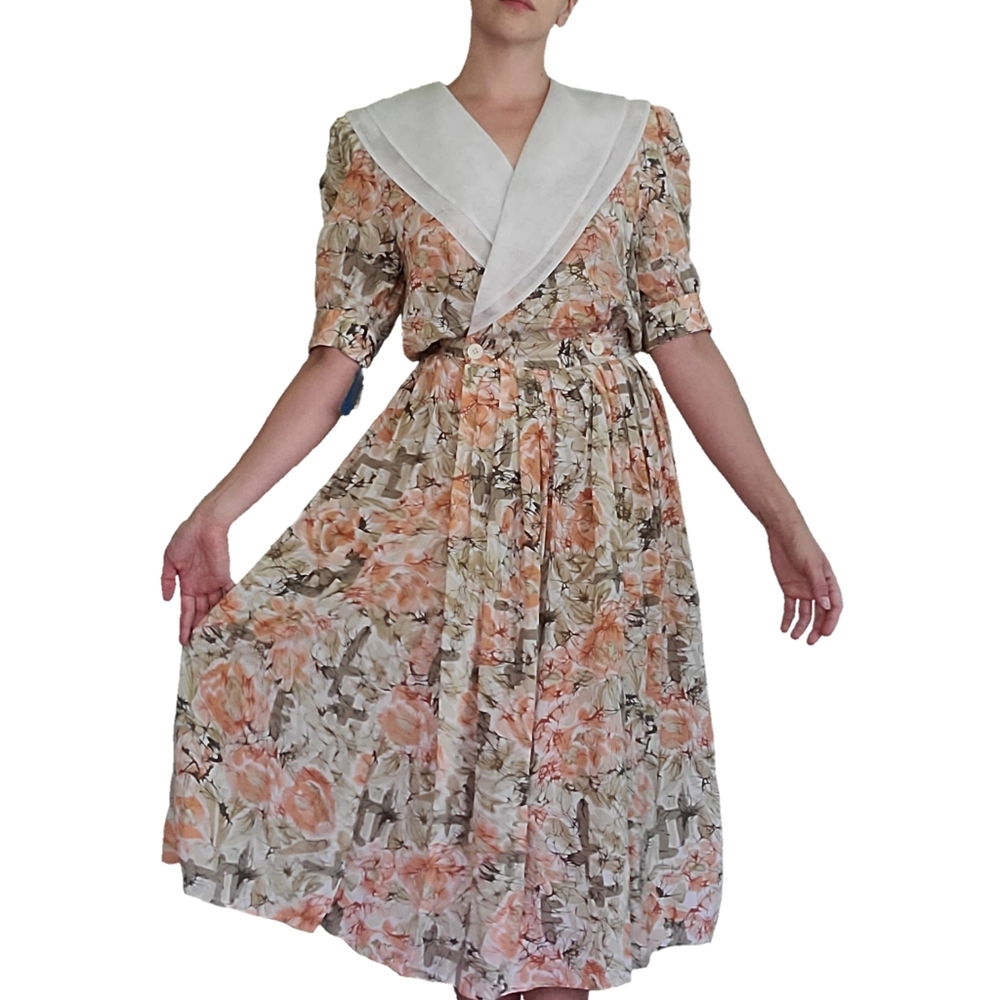 NWT Vintage 80s floral prairie midi wrap dress